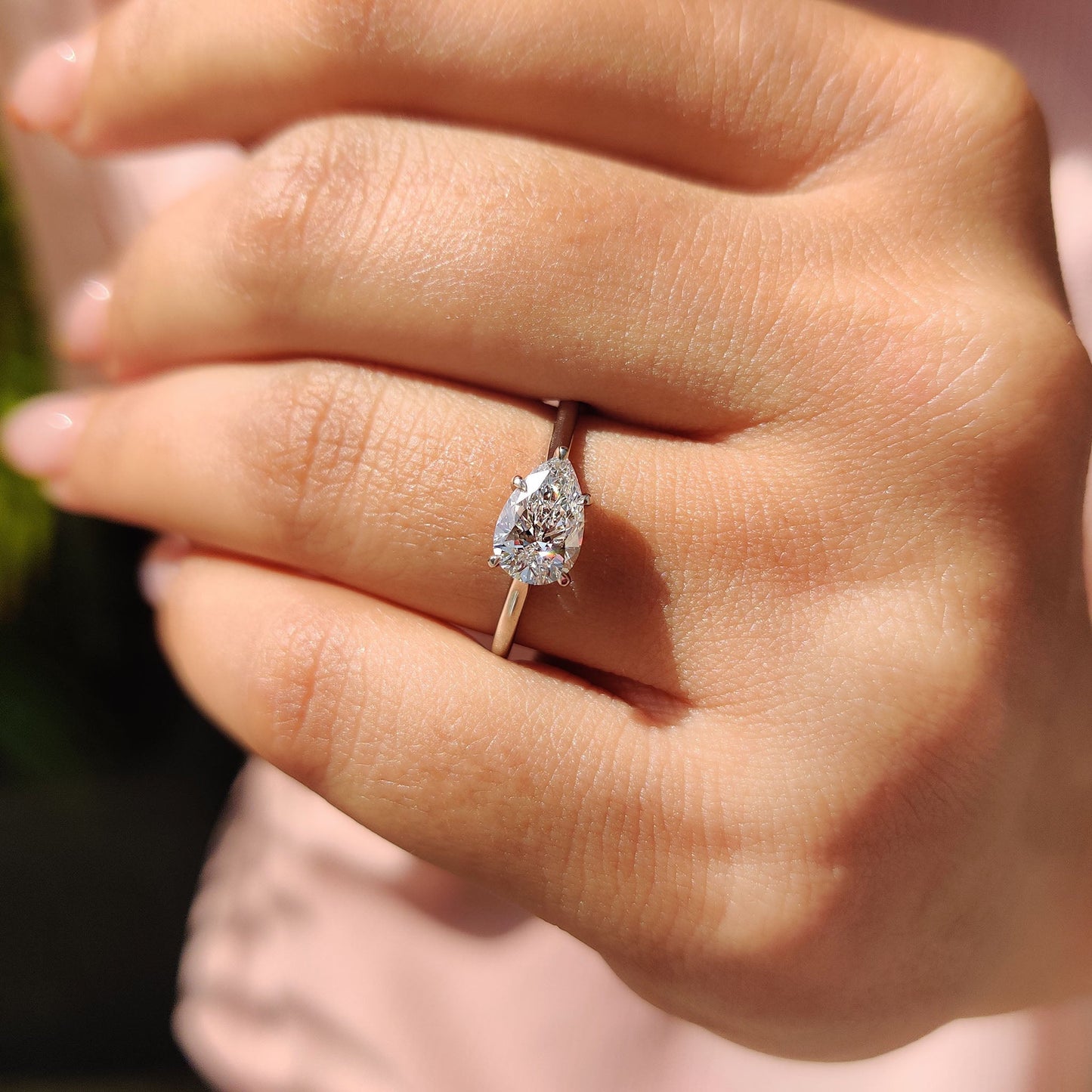 Pear Cut East To West Diamond Ring