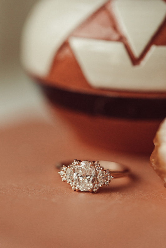 Marquise Shaped Three Stone Lab Grown Diamond Engagement Ring