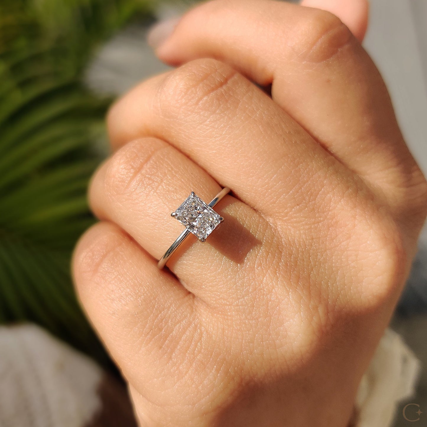 Radiant Cut Solitaire Ring In White Gold