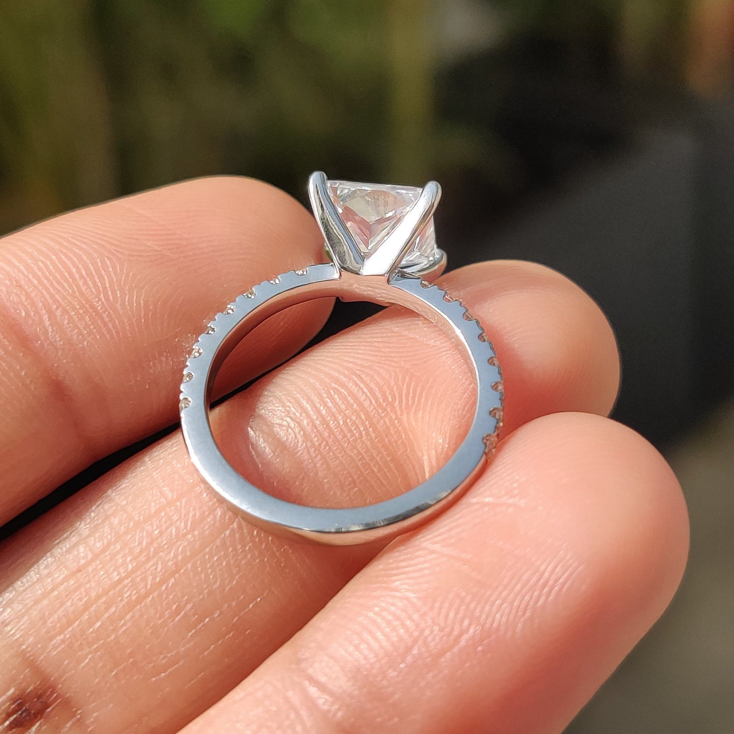 Princess Cut Engagement Ring In Pave Style