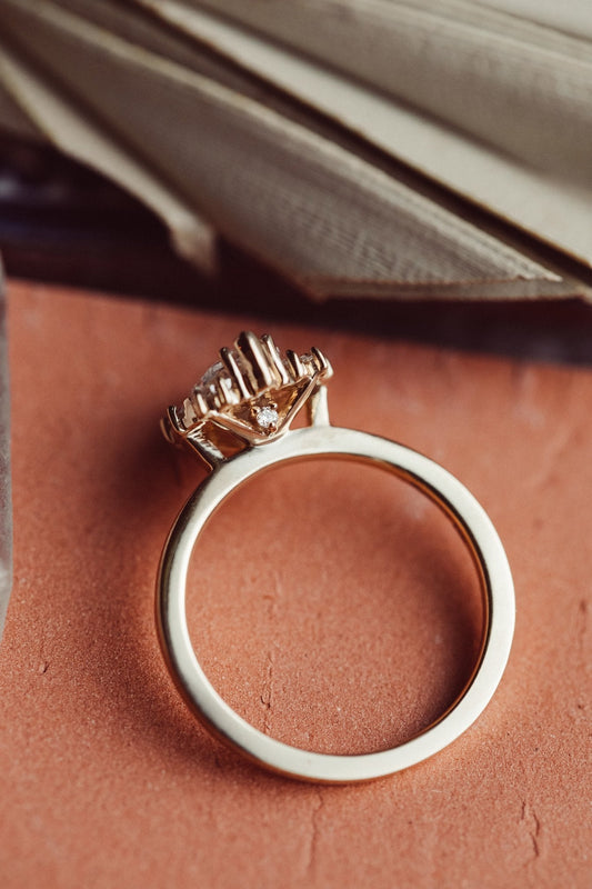 Marquise Shaped Three Stone Lab Grown Diamond Engagement Ring