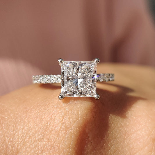 Princess Cut Engagement Ring In Pave Style