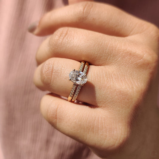 Oval Cut Diamond Ring In Pave Style