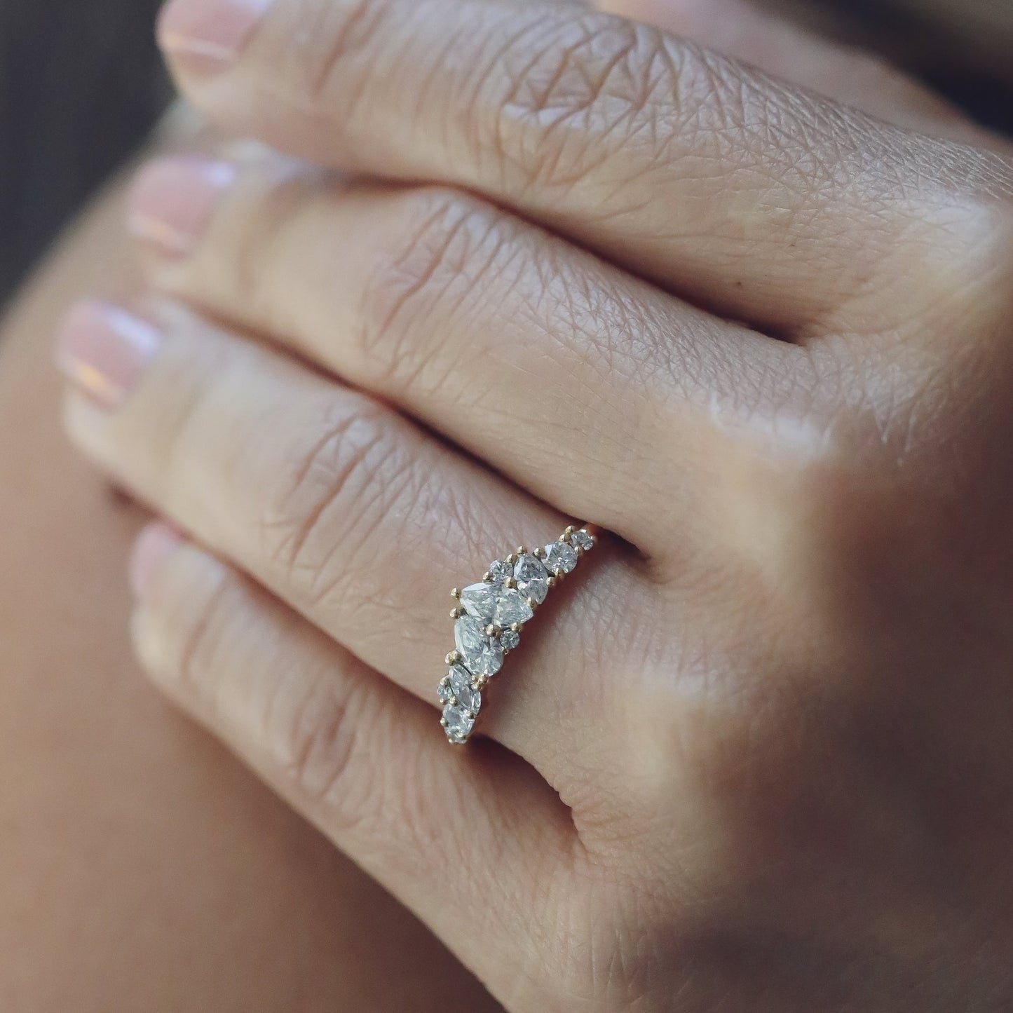 0.61 TCW Baguette, Pear, Marquise & Round Shaped Multi Stone Moissanite Wedding Band