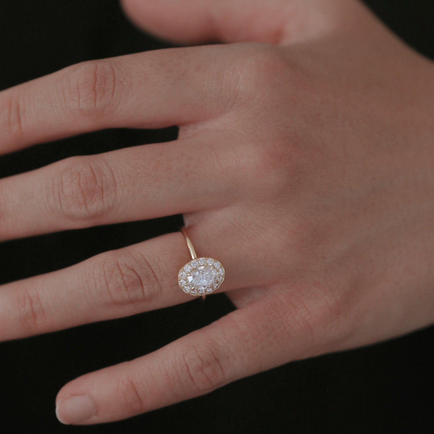 1.00 CT Oval Shaped Halo Moissanite Engagement Ring