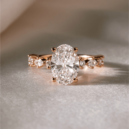 Marquise Shaped Three Stone Lab Grown Diamond Engagement Ring