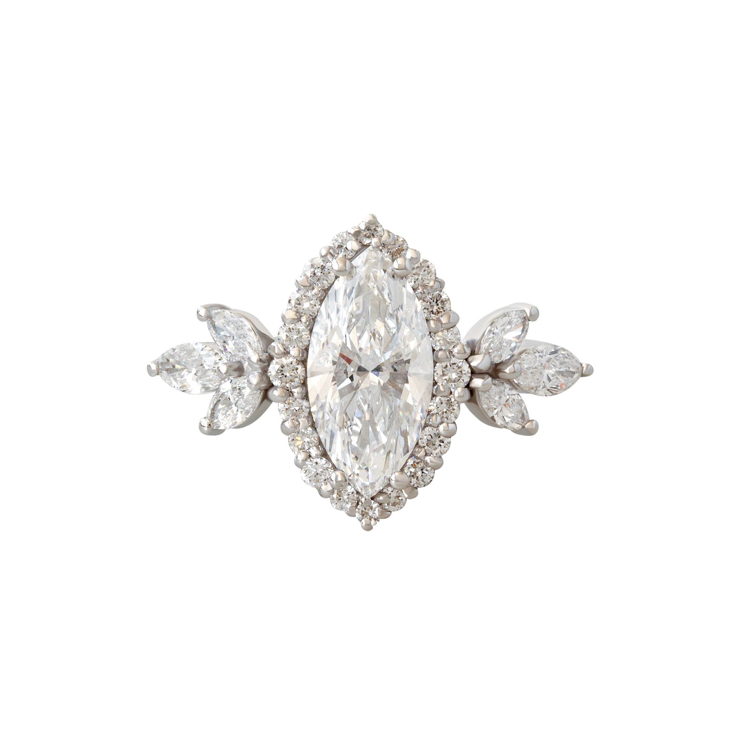 2.9 Carats Emerald Pave Styled Moissanite Engagement Ring
