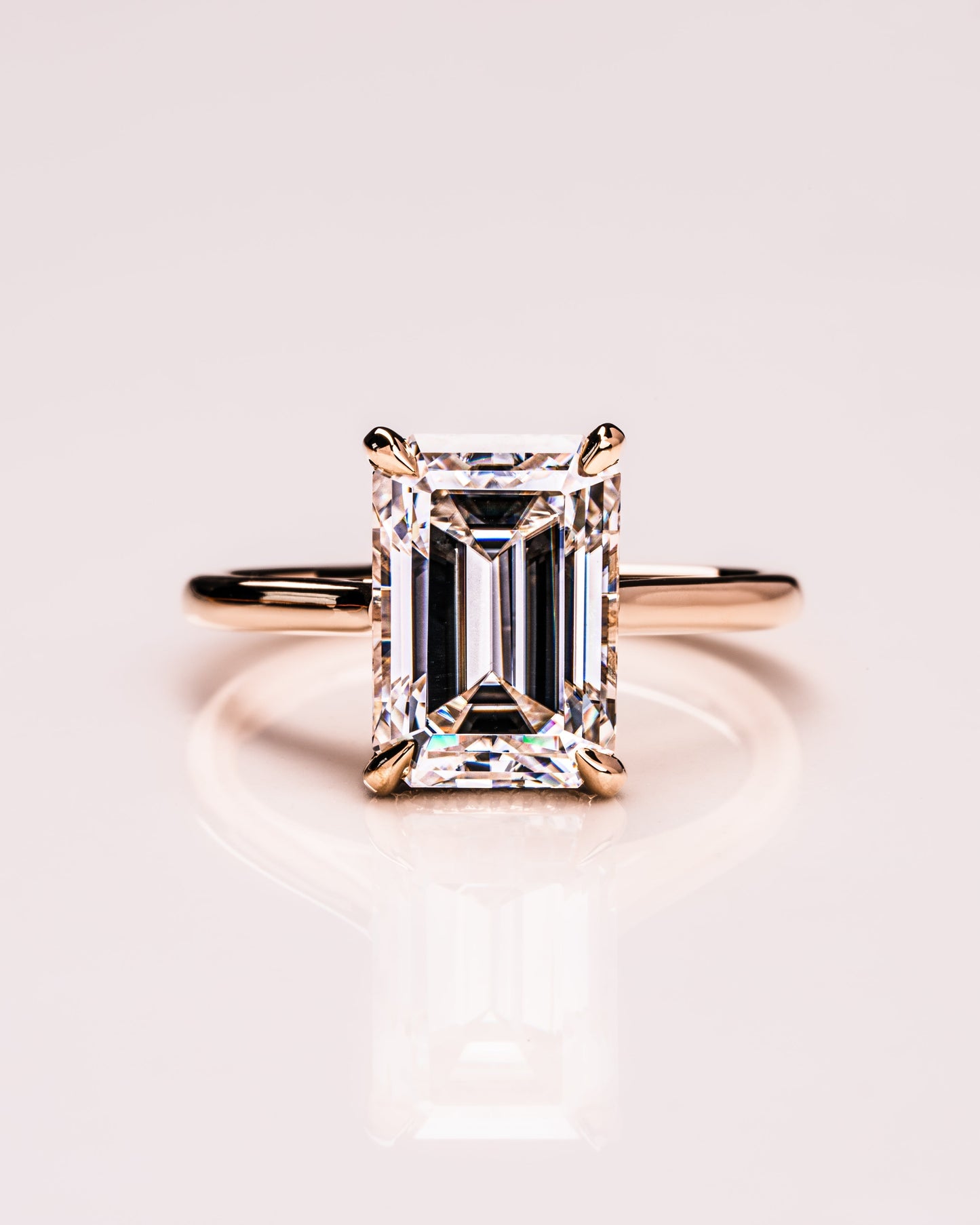 3.24 CT Emerald Cut Hidden Halo Moissanite Engagement Ring