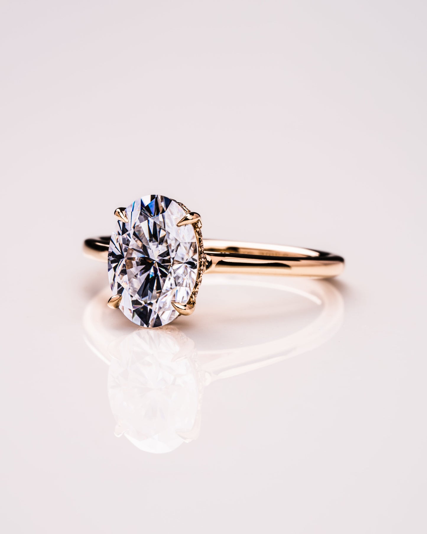 2.72 CT Oval Cut Hidden Halo Setting Moissanite Engagement Ring