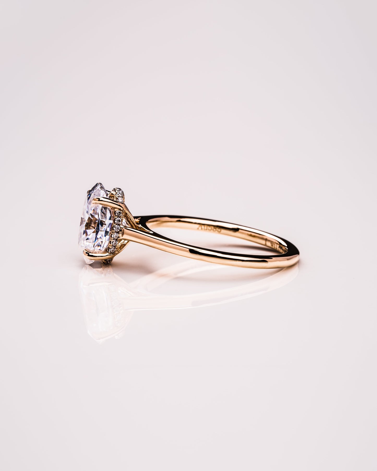 2.72 CT Oval Cut Hidden Halo Setting Moissanite Engagement Ring