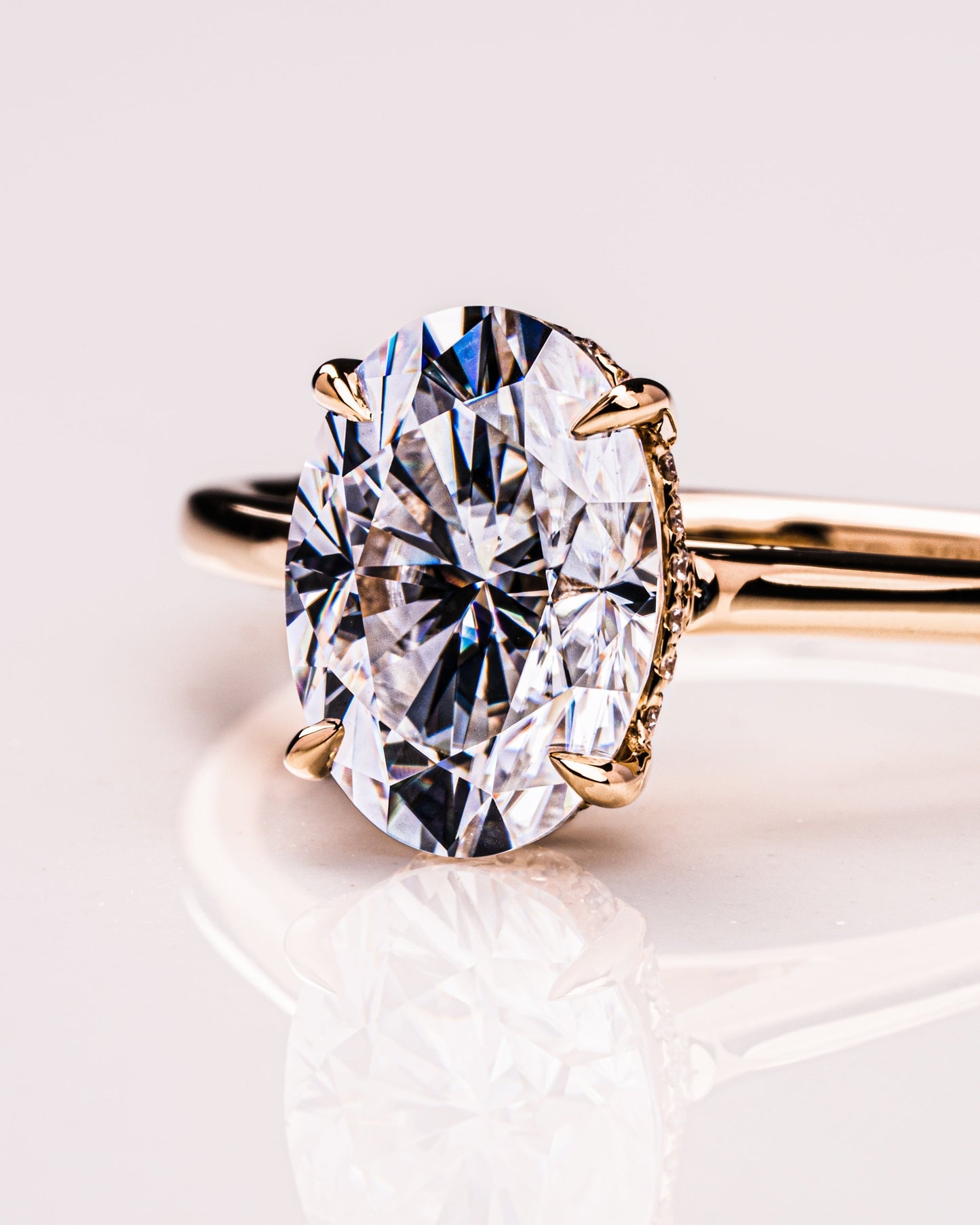 2.72 CT Oval Cut Hidden Halo Setting Moissanite Engagement Ring