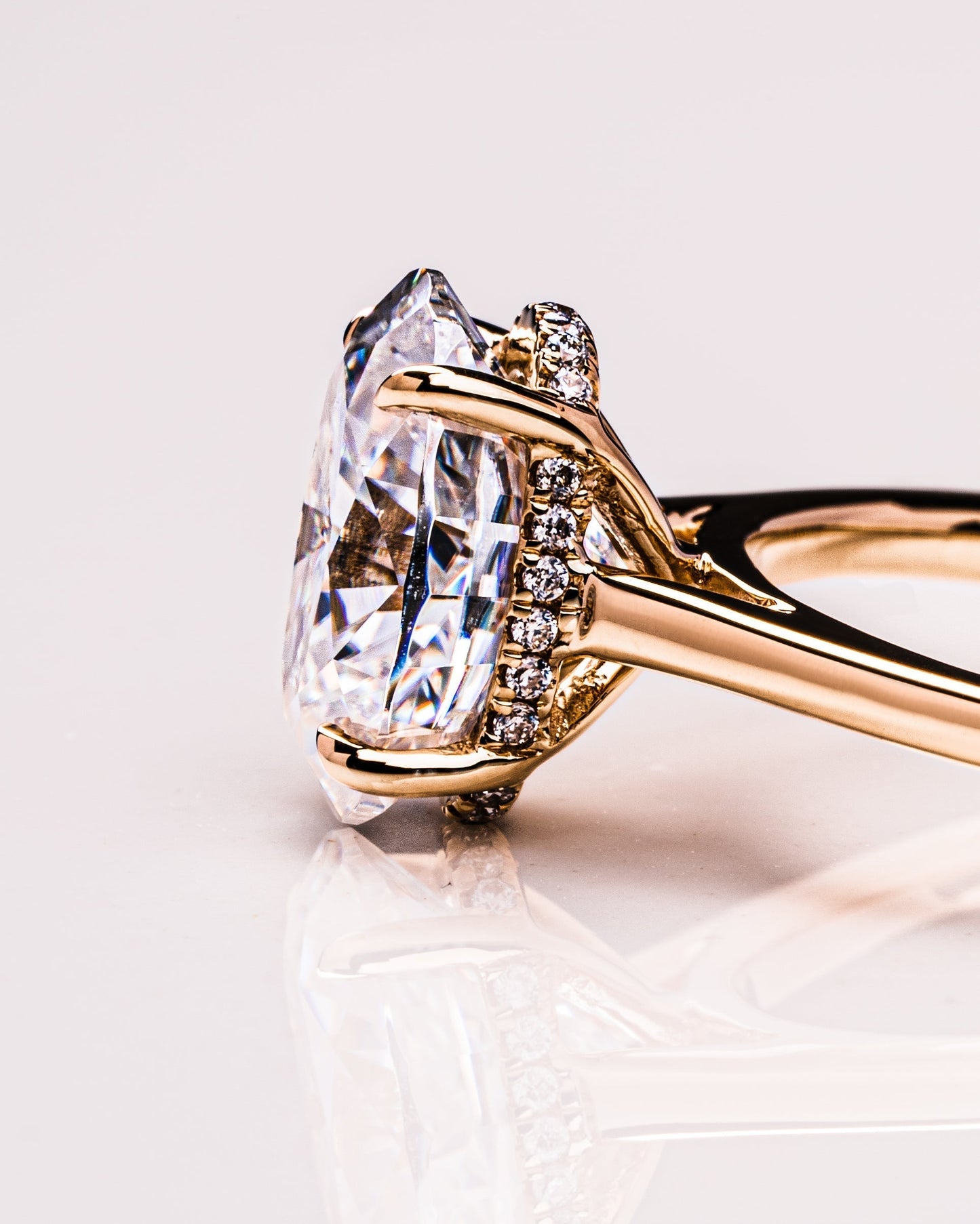 2.72 CT Oval Cut Hidden Halo Setting Moissanite Engagement Ring