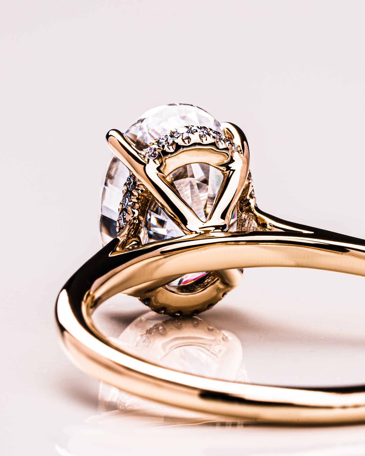 2.72 CT Oval Cut Hidden Halo Setting Moissanite Engagement Ring