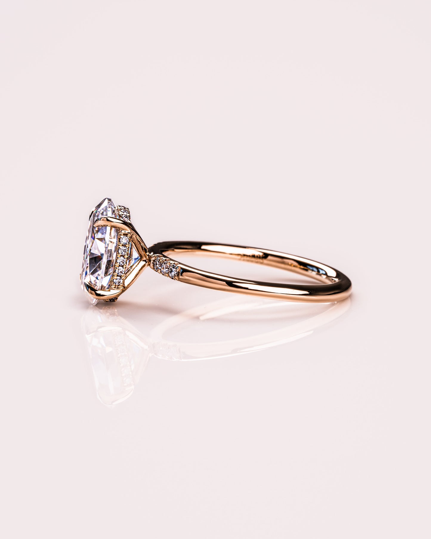 2.72 CT Oval Cut Hidden Halo Setting Moissanite Engagement Ring