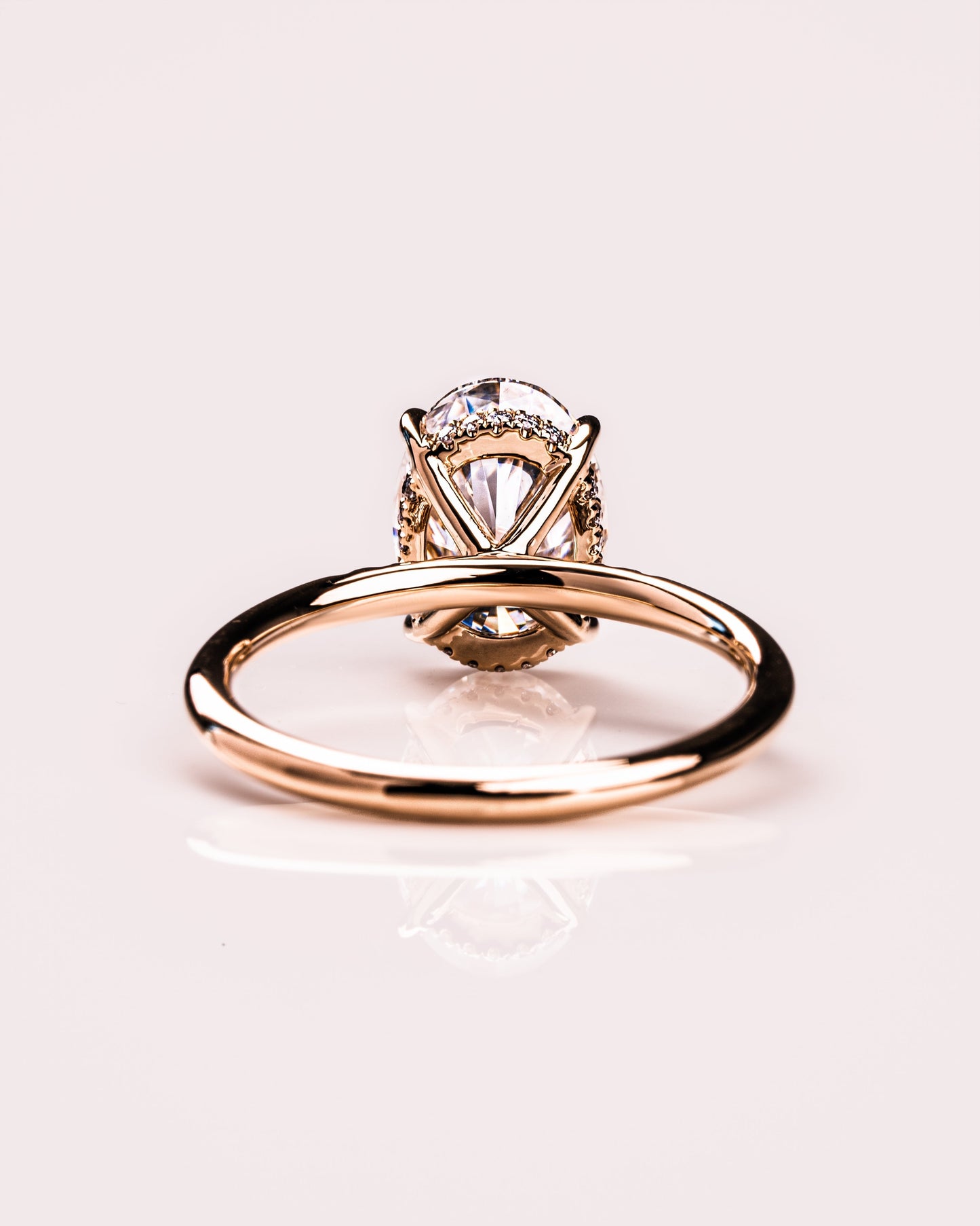 2.72 CT Oval Cut Hidden Halo Setting Moissanite Engagement Ring