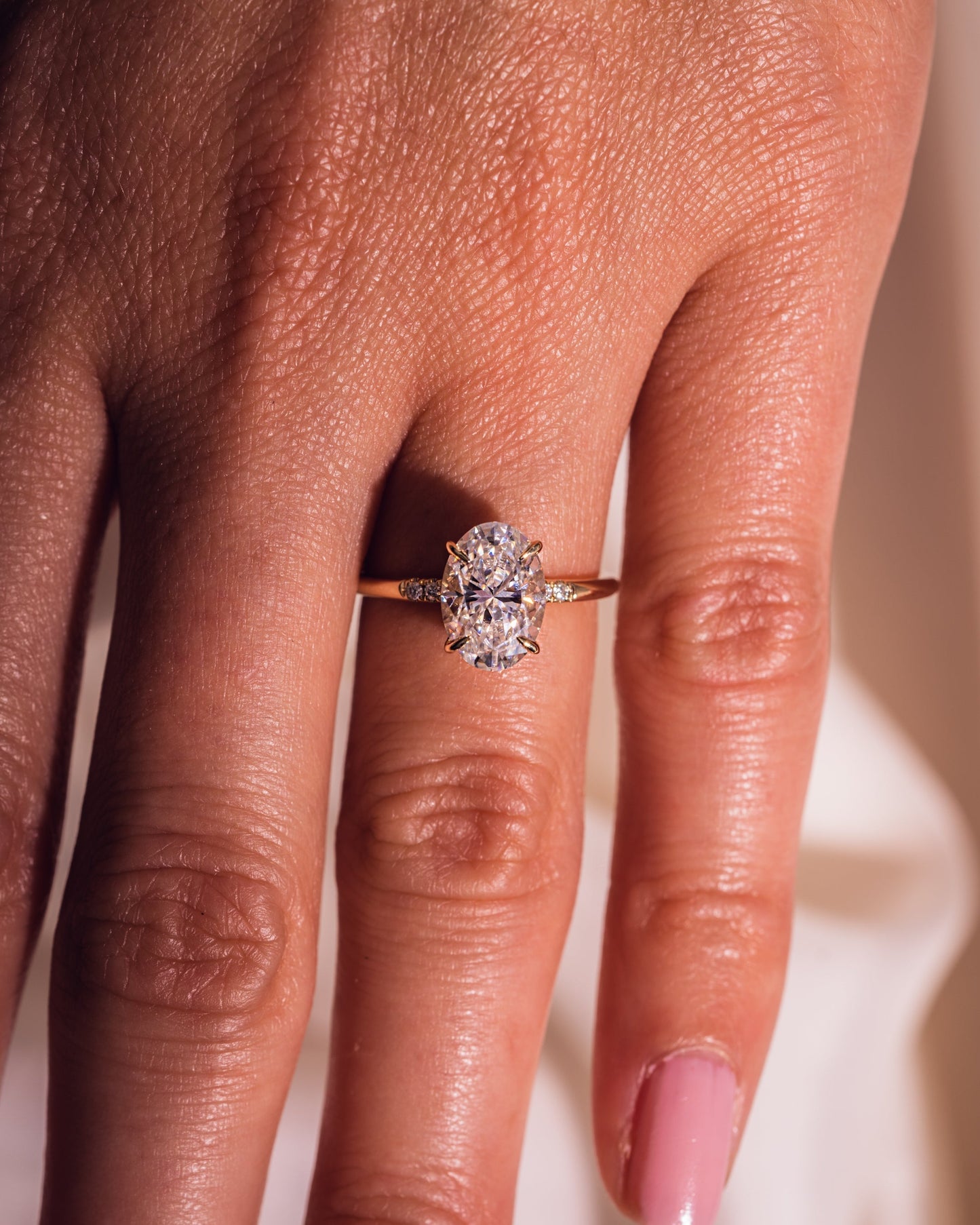 2.72 CT Oval Cut Hidden Halo Setting Moissanite Engagement Ring