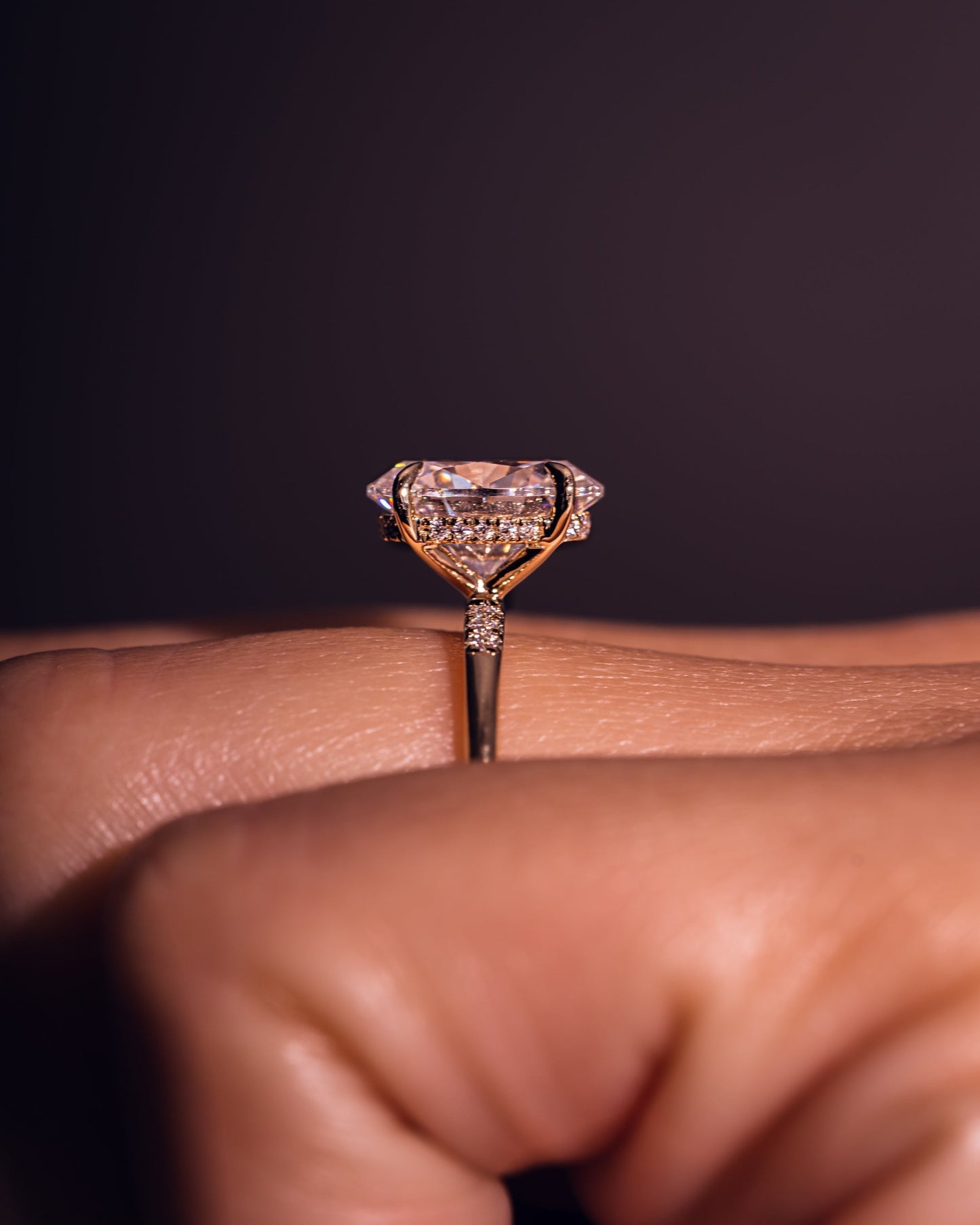 2.72 CT Oval Cut Hidden Halo Setting Moissanite Engagement Ring