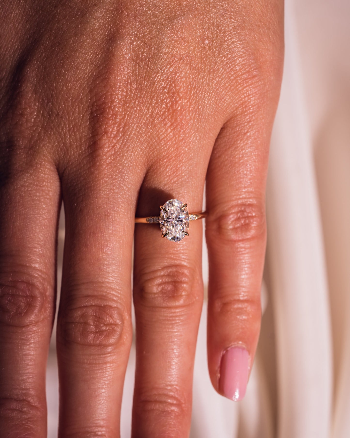 2.72 CT Oval Cut Hidden Halo Setting Moissanite Engagement Ring