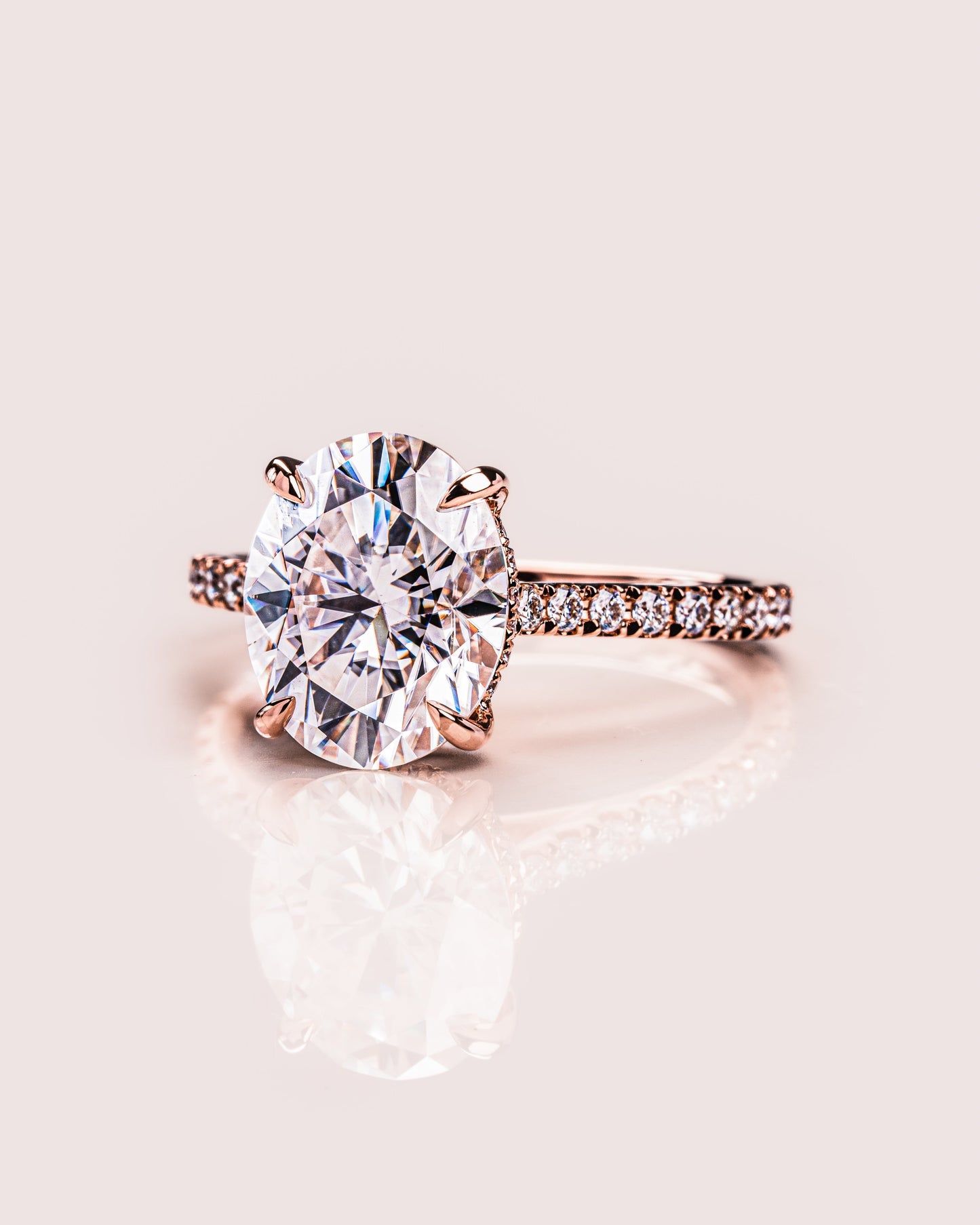 2.72 CT Oval Cut Hidden Halo & Pave Setting Moissanite Engagement Ring
