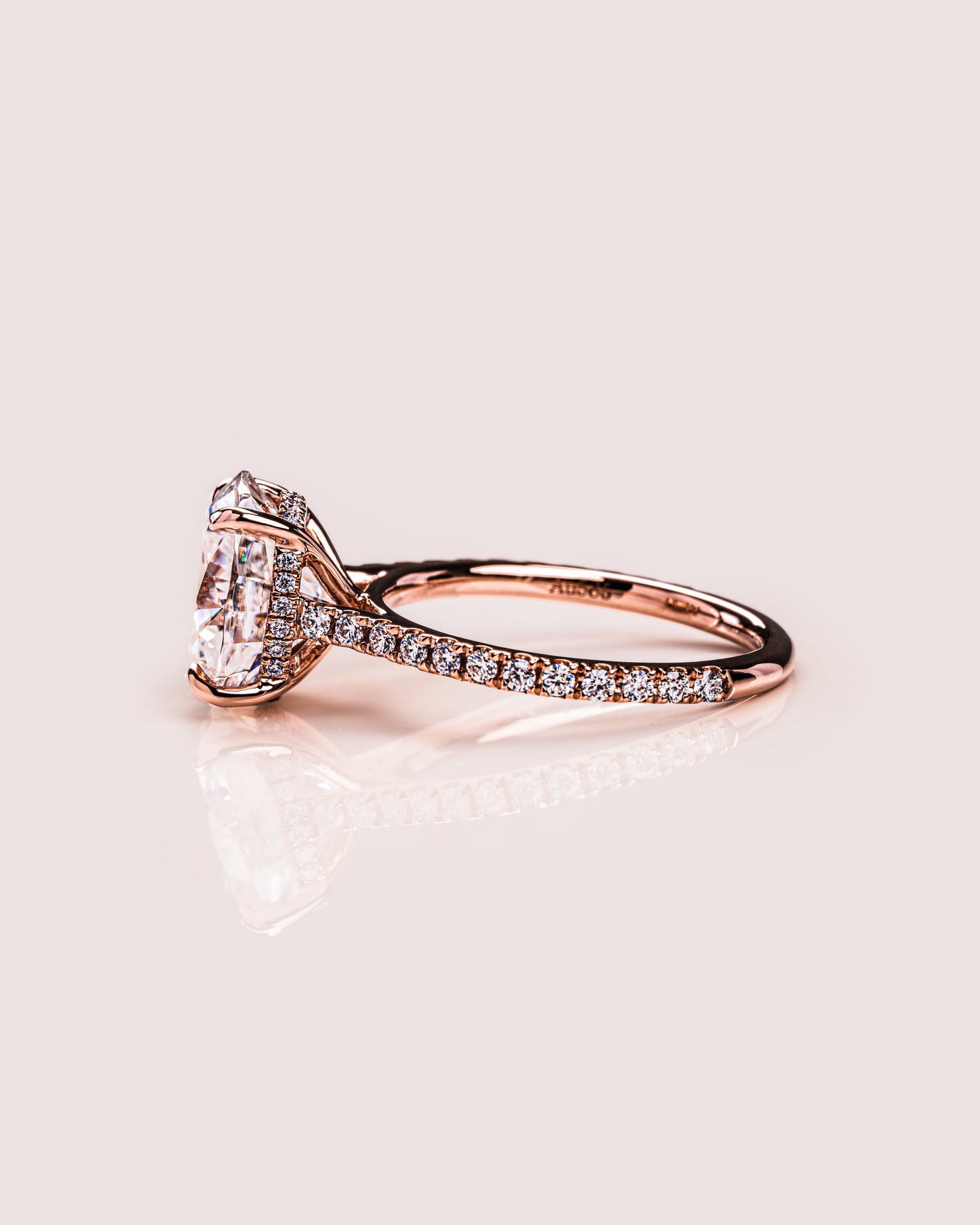 2.72 CT Oval Cut Hidden Halo & Pave Setting Moissanite Engagement Ring