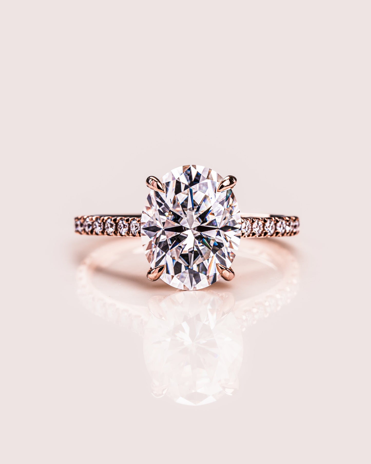 2.72 CT Oval Cut Hidden Halo & Pave Setting Moissanite Engagement Ring