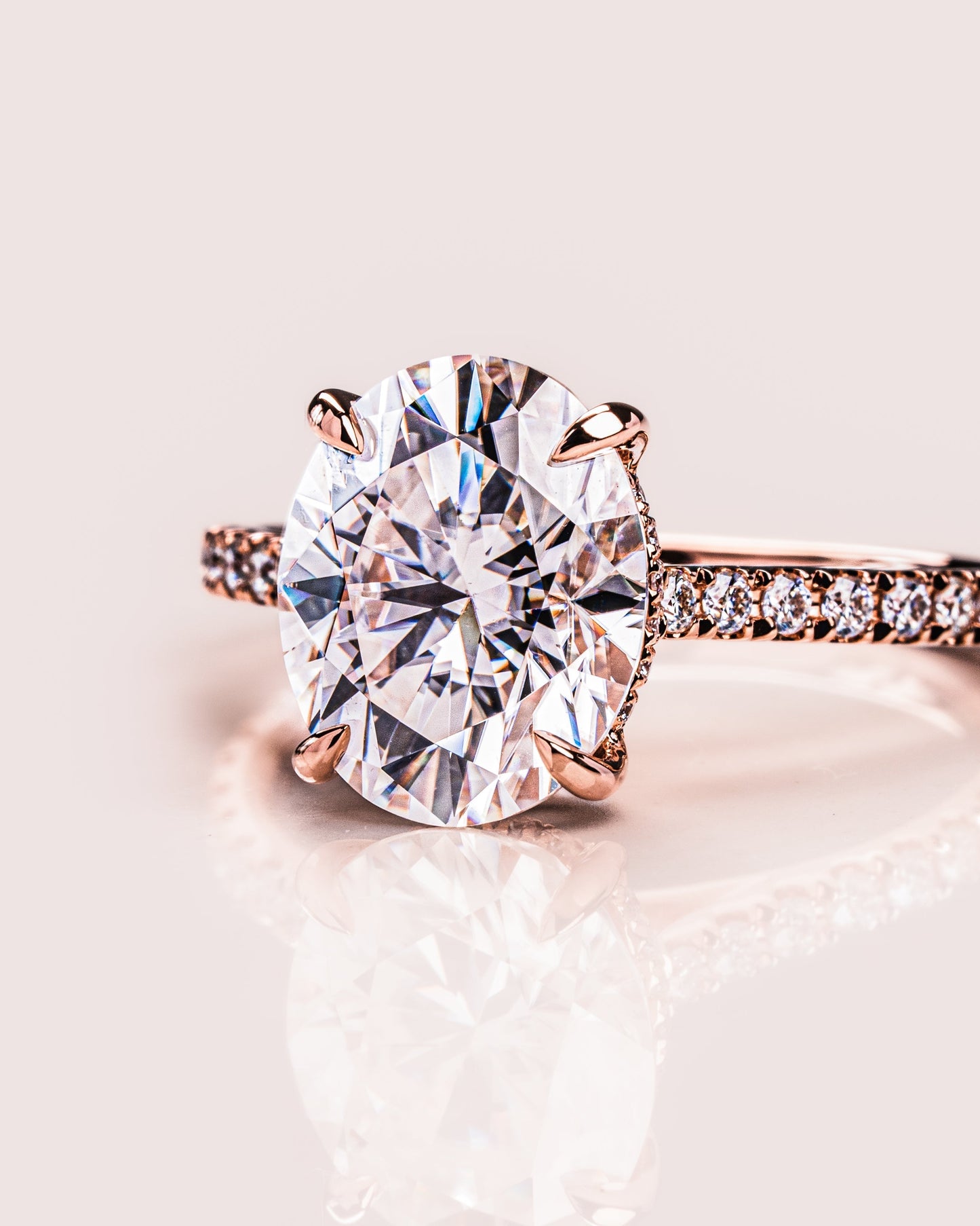 2.72 CT Oval Cut Hidden Halo & Pave Setting Moissanite Engagement Ring