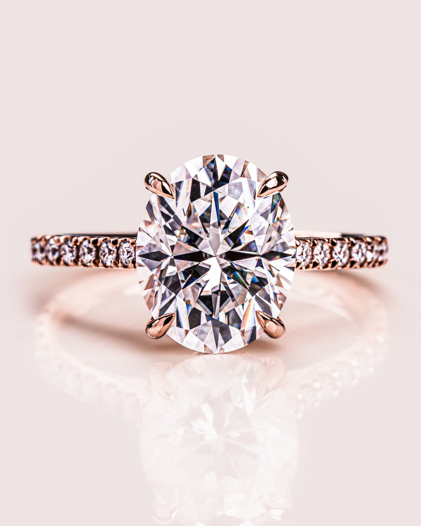 2.72 CT Oval Cut Hidden Halo & Pave Setting Moissanite Engagement Ring