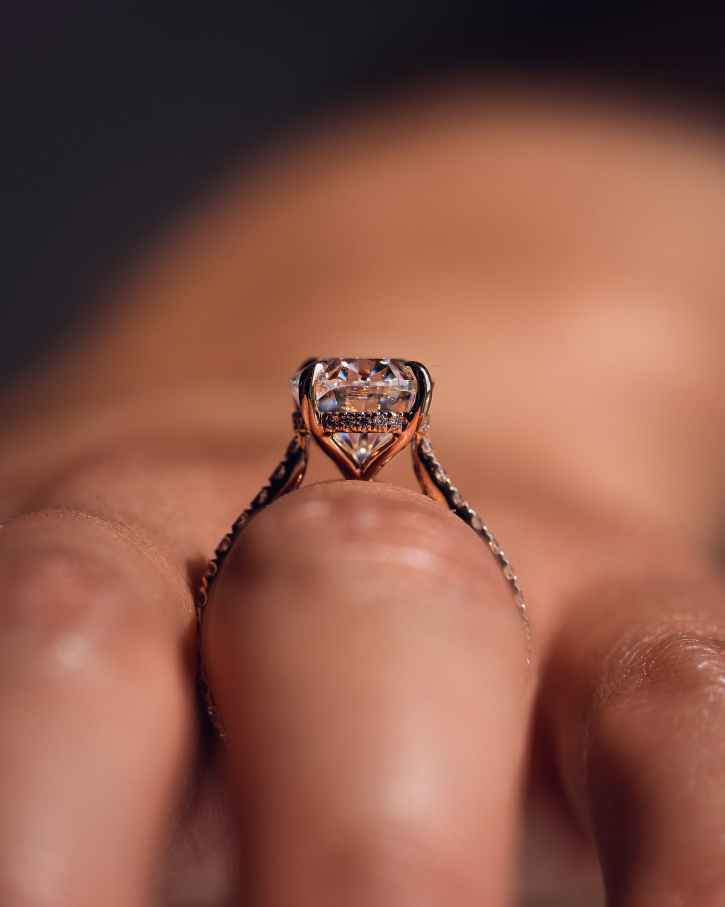 2.72 CT Oval Cut Hidden Halo & Pave Setting Moissanite Engagement Ring