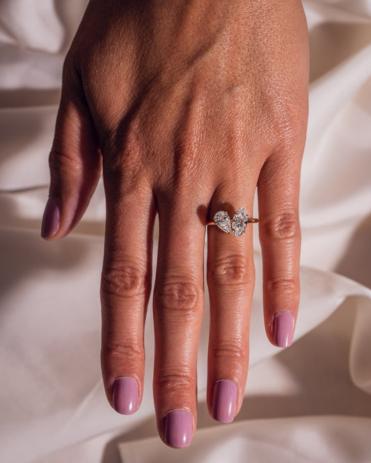 2.50 CT Marquise & Pear Cut Toi Et Moi Moissanite Engagement Ring