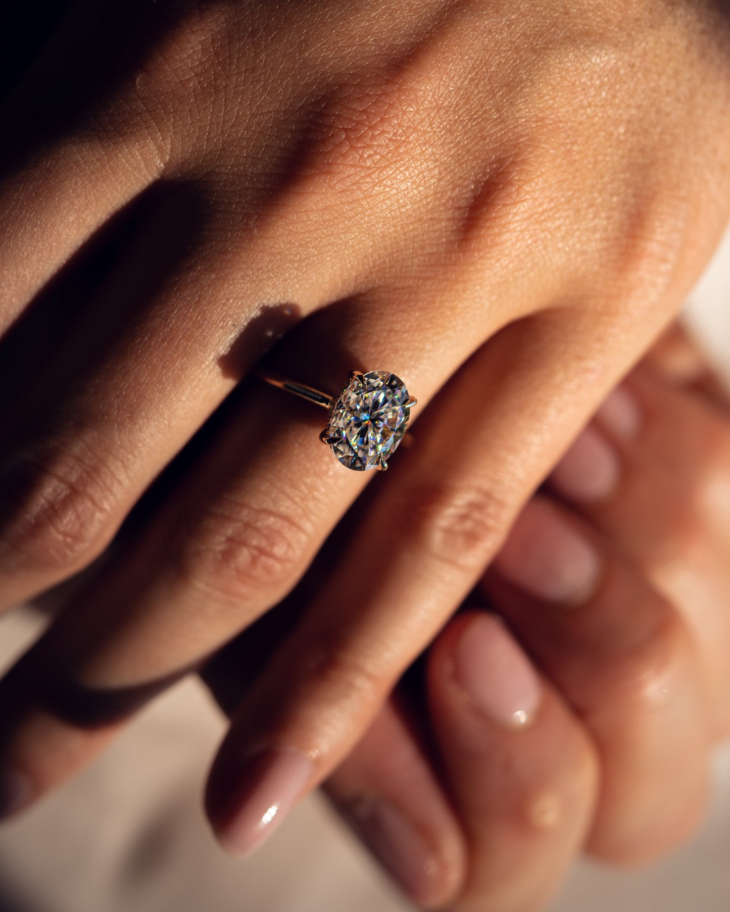 2.72 CT Oval Cut Hidden Halo Setting Moissanite Engagement Ring