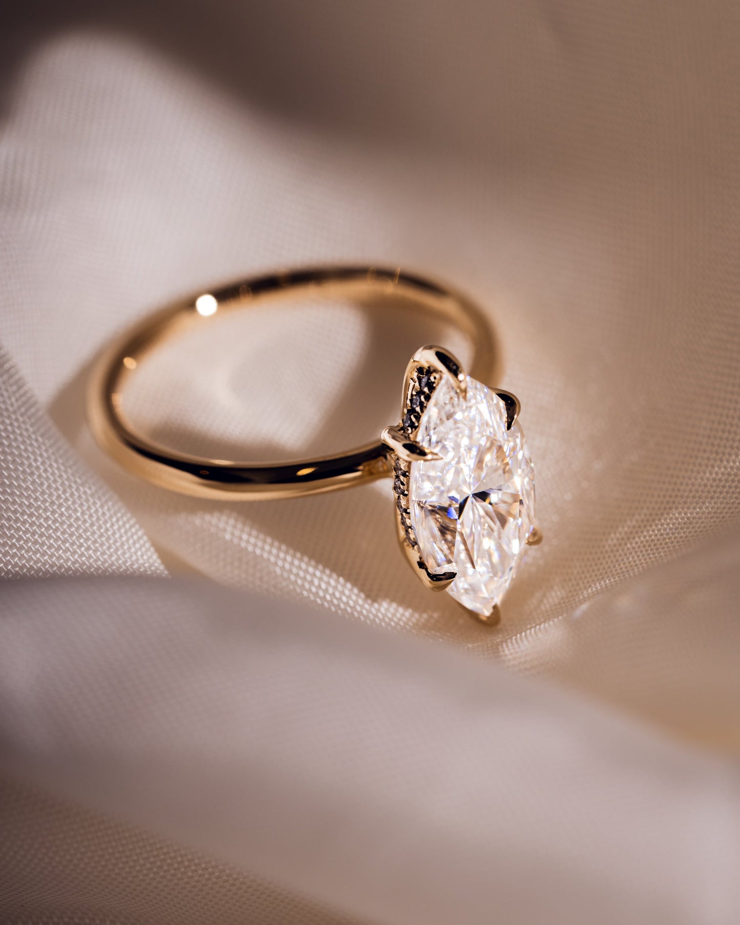 1.56 CT Marquise Cut Moissanite Engagement Ring With Hidden Halo Setting