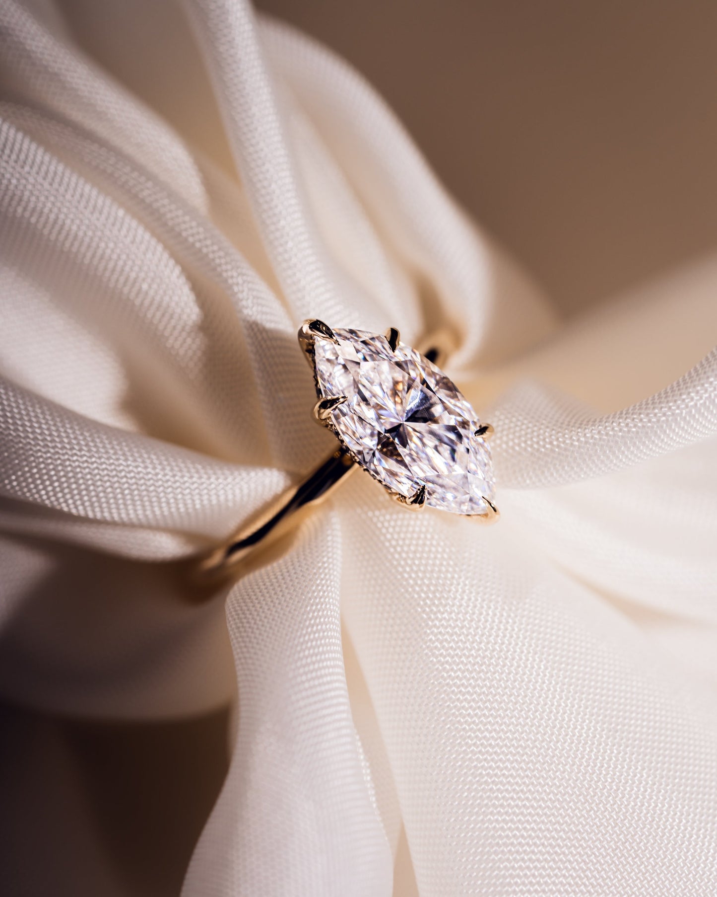 1.56 CT Marquise Cut Moissanite Engagement Ring With Hidden Halo Setting