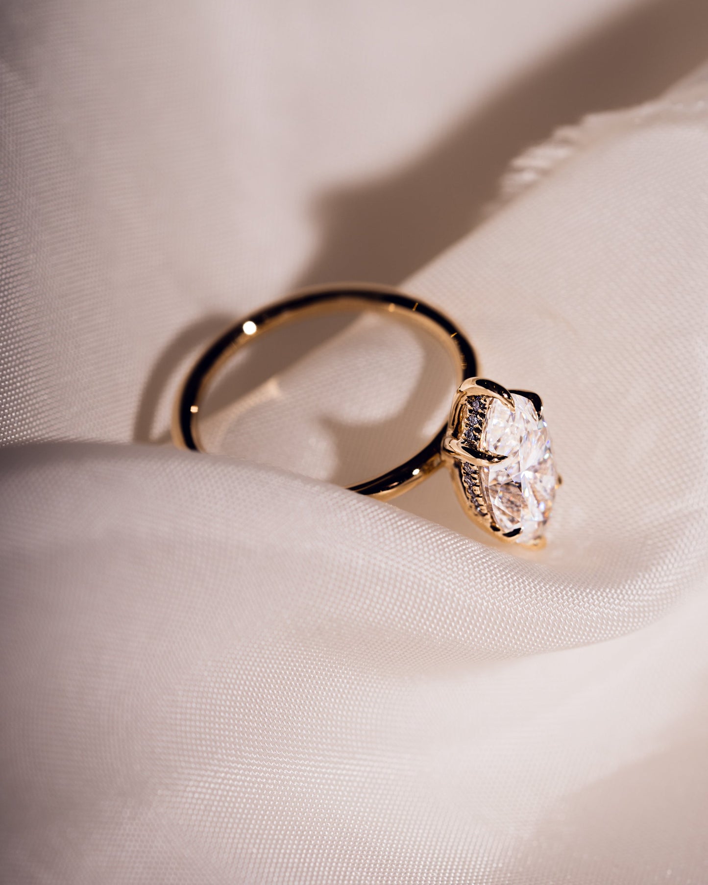 1.56 CT Marquise Cut Moissanite Engagement Ring With Hidden Halo Setting