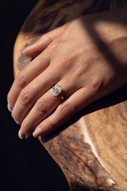 4.0 CT Oval Cut Moissanite Engagement Ring With Hidden Halo Setting