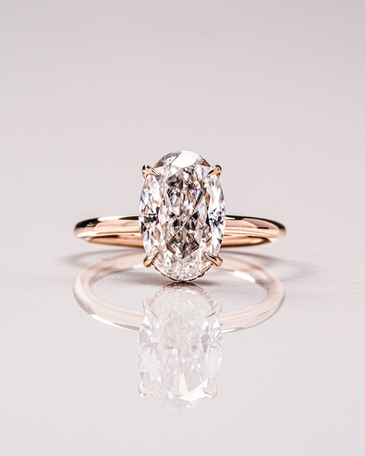 4.0 CT Oval Cut Moissanite Engagement Ring With Hidden Halo Setting