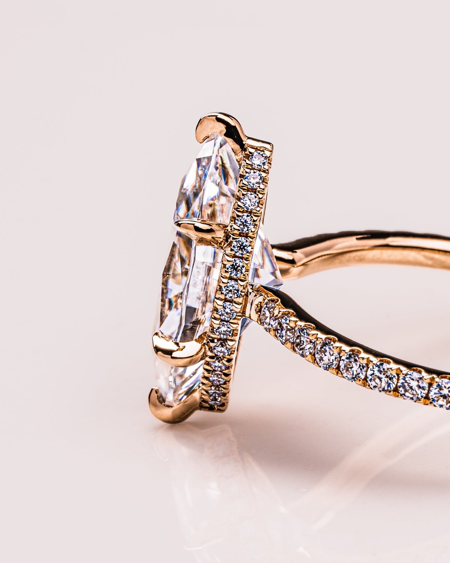 3.09 CT Marquise Cut Moissanite Engagement Ring With Hidden Halo Setting