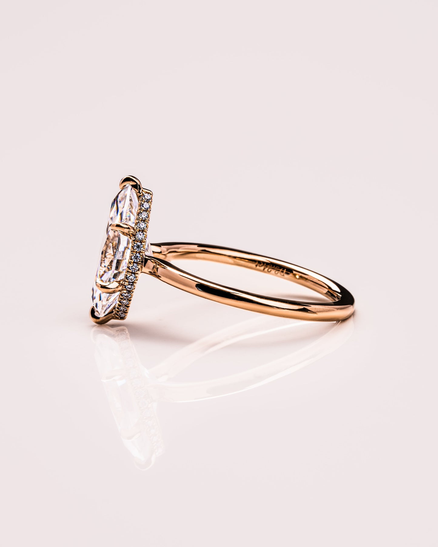 0.90 CT Marquise Cut Moissanite Engagement Ring With Hidden Halo Setting