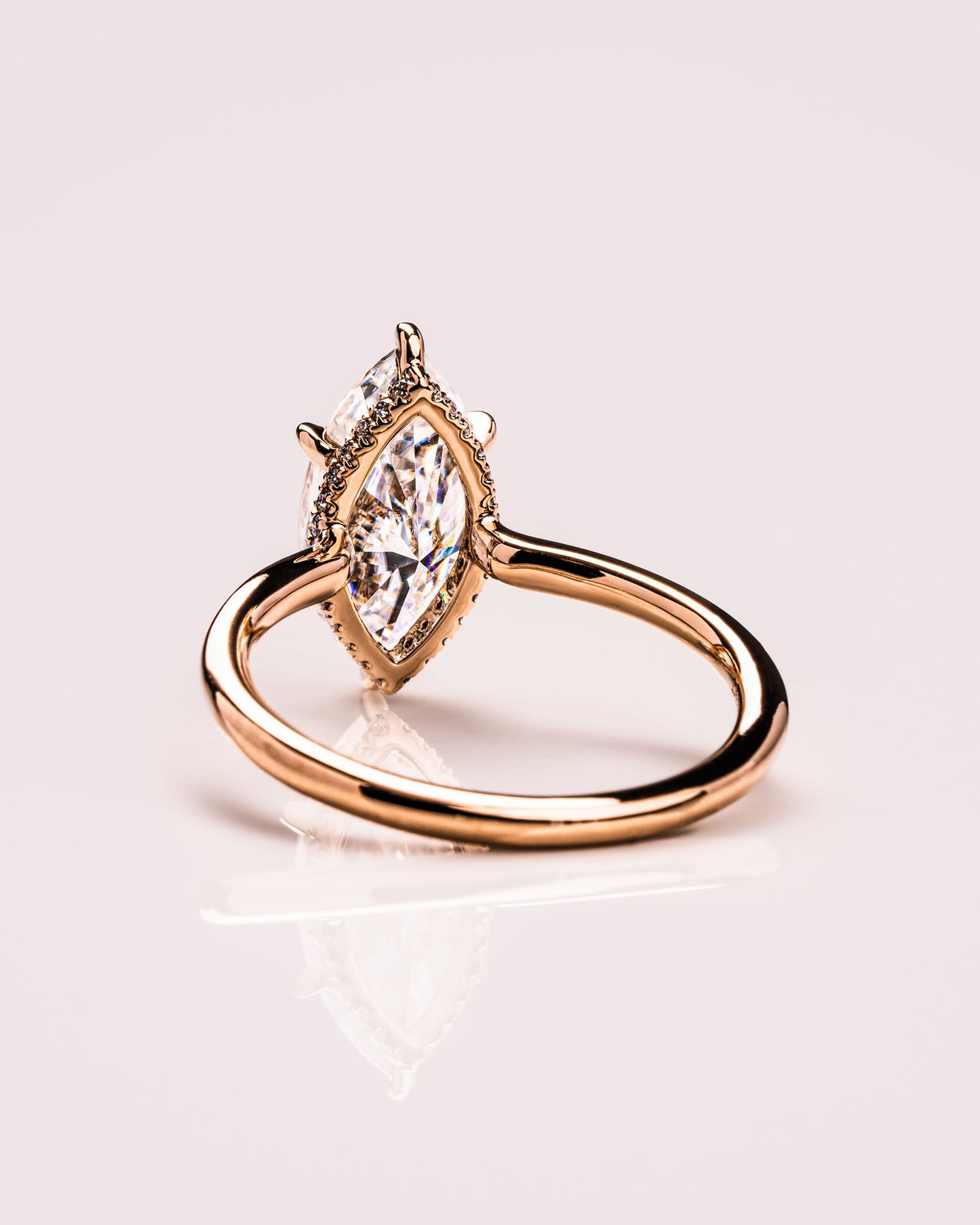 0.90 CT Marquise Cut Moissanite Engagement Ring With Hidden Halo Setting