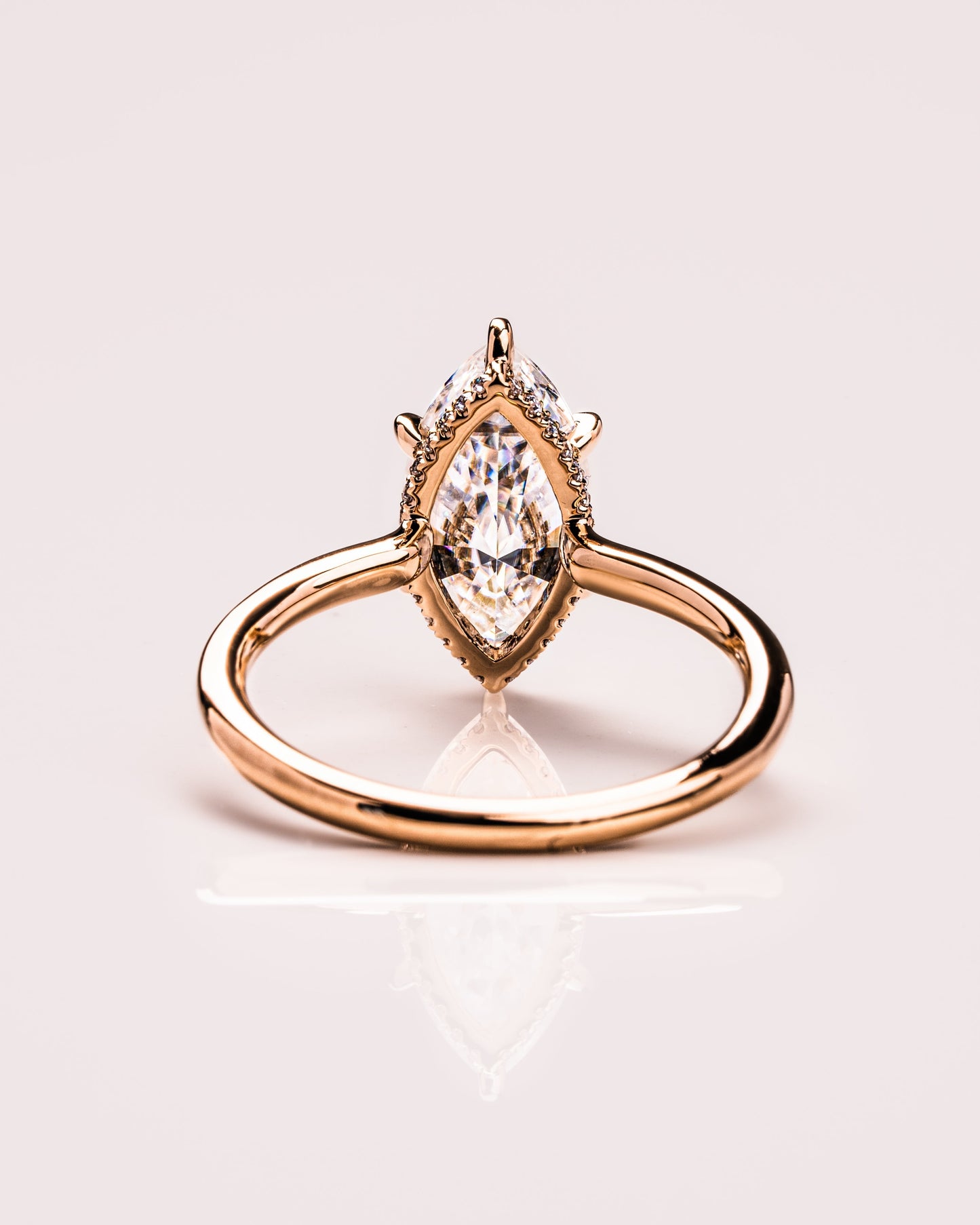 0.90 CT Marquise Cut Moissanite Engagement Ring With Hidden Halo Setting