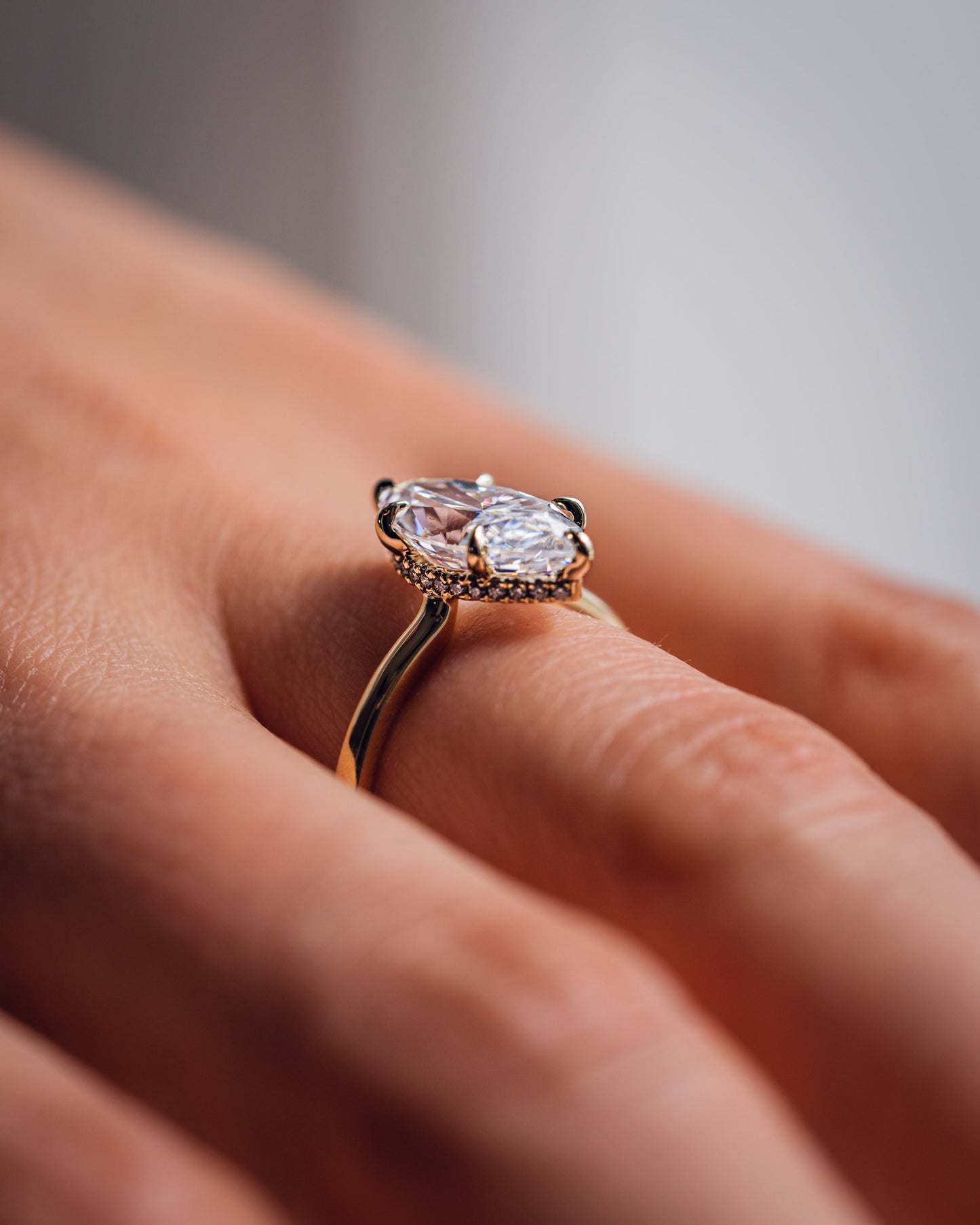 0.90 CT Marquise Cut Moissanite Engagement Ring With Hidden Halo Setting
