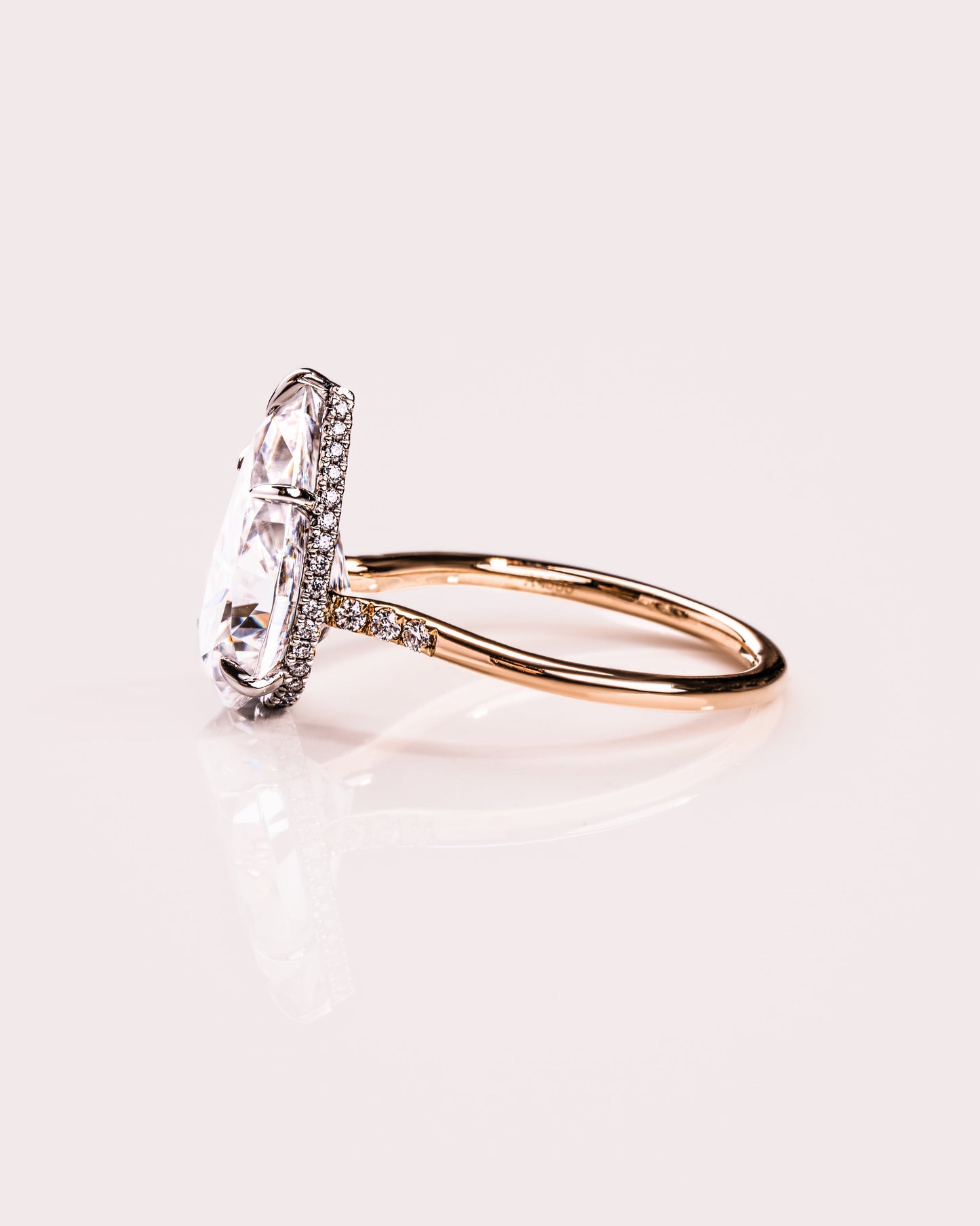 3.09 CT Pear Cut Moissanite Engagement Ring With Hidden Halo Setting