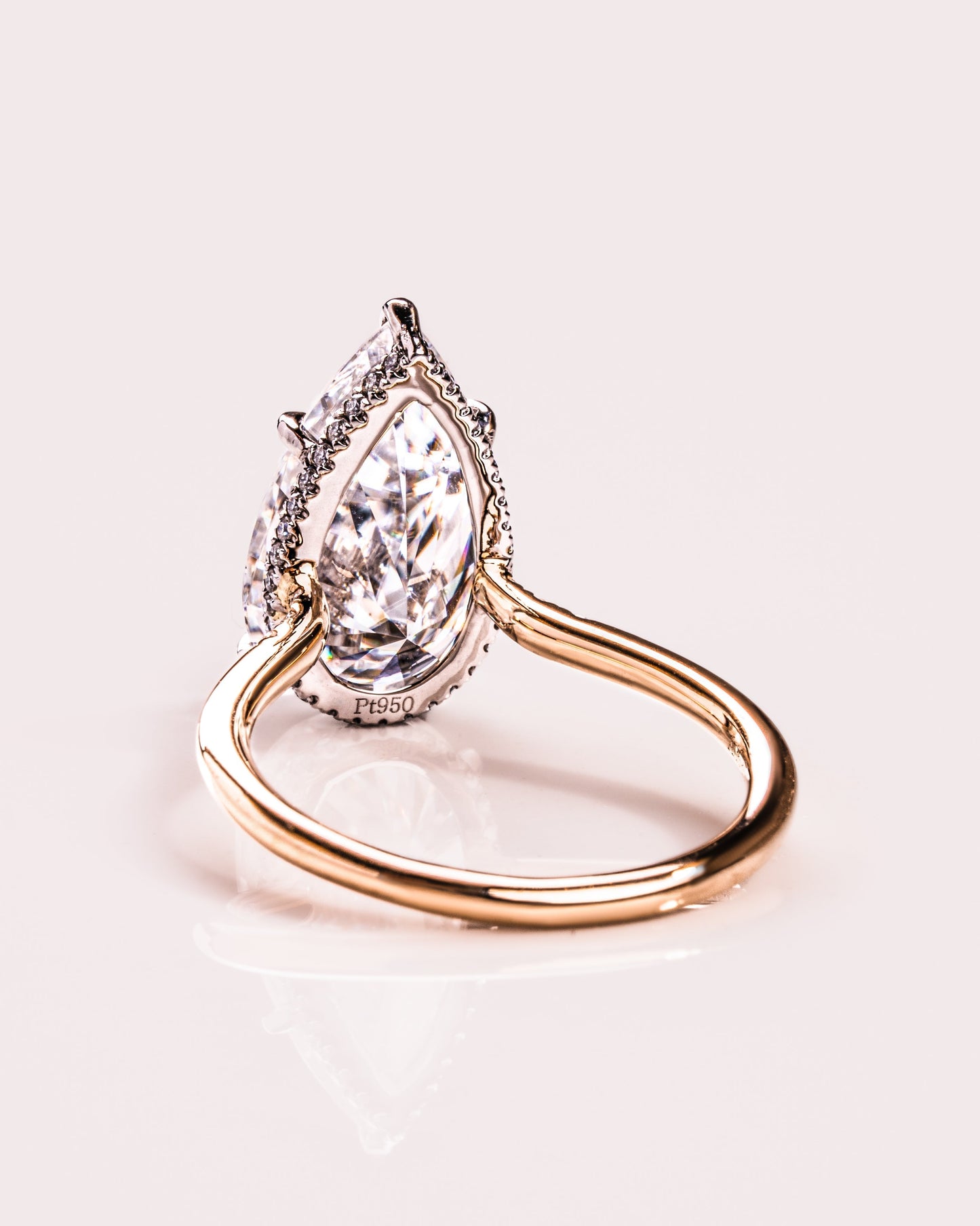 3.09 CT Pear Cut Moissanite Engagement Ring With Hidden Halo Setting