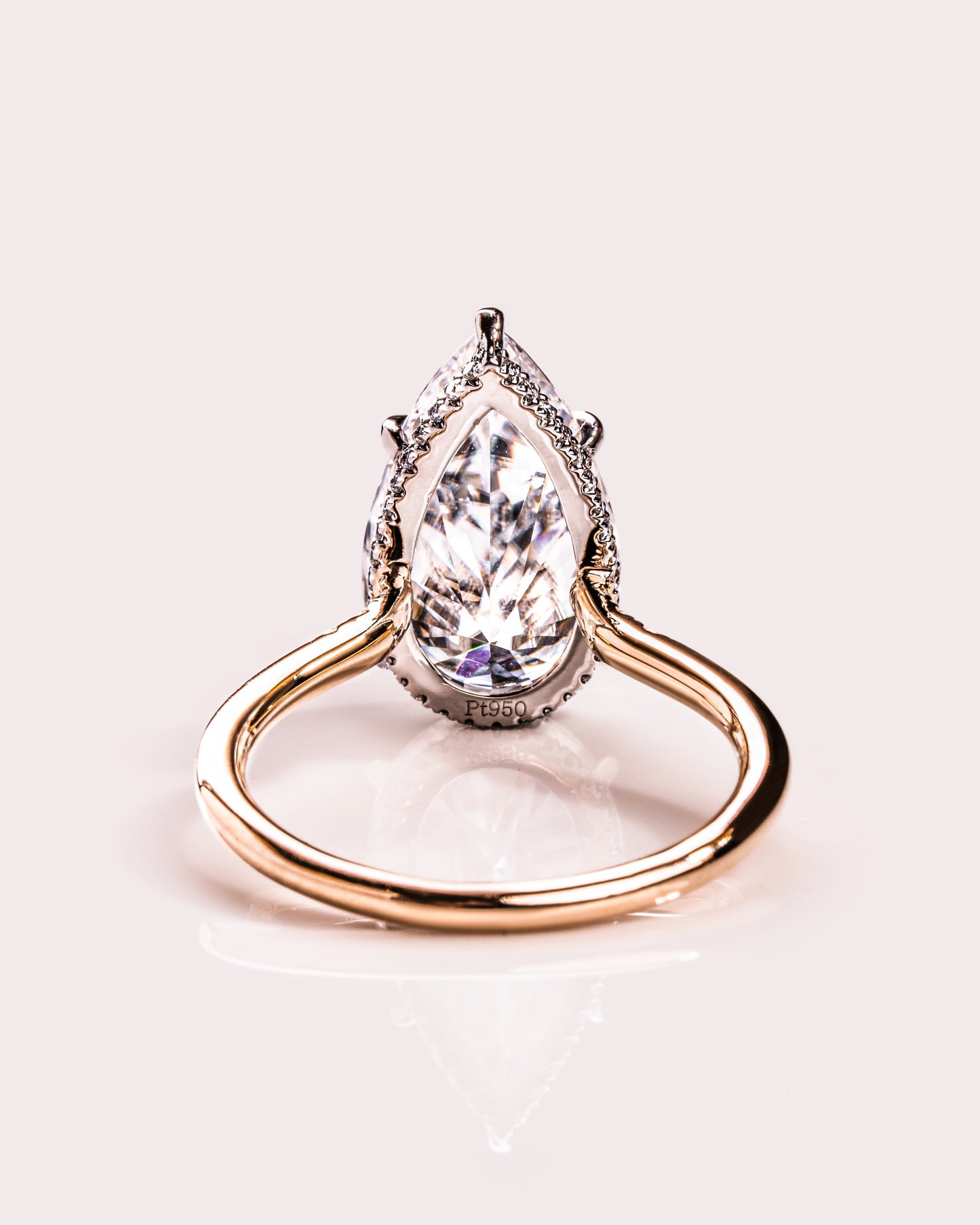3.09 CT Pear Cut Moissanite Engagement Ring With Hidden Halo Setting