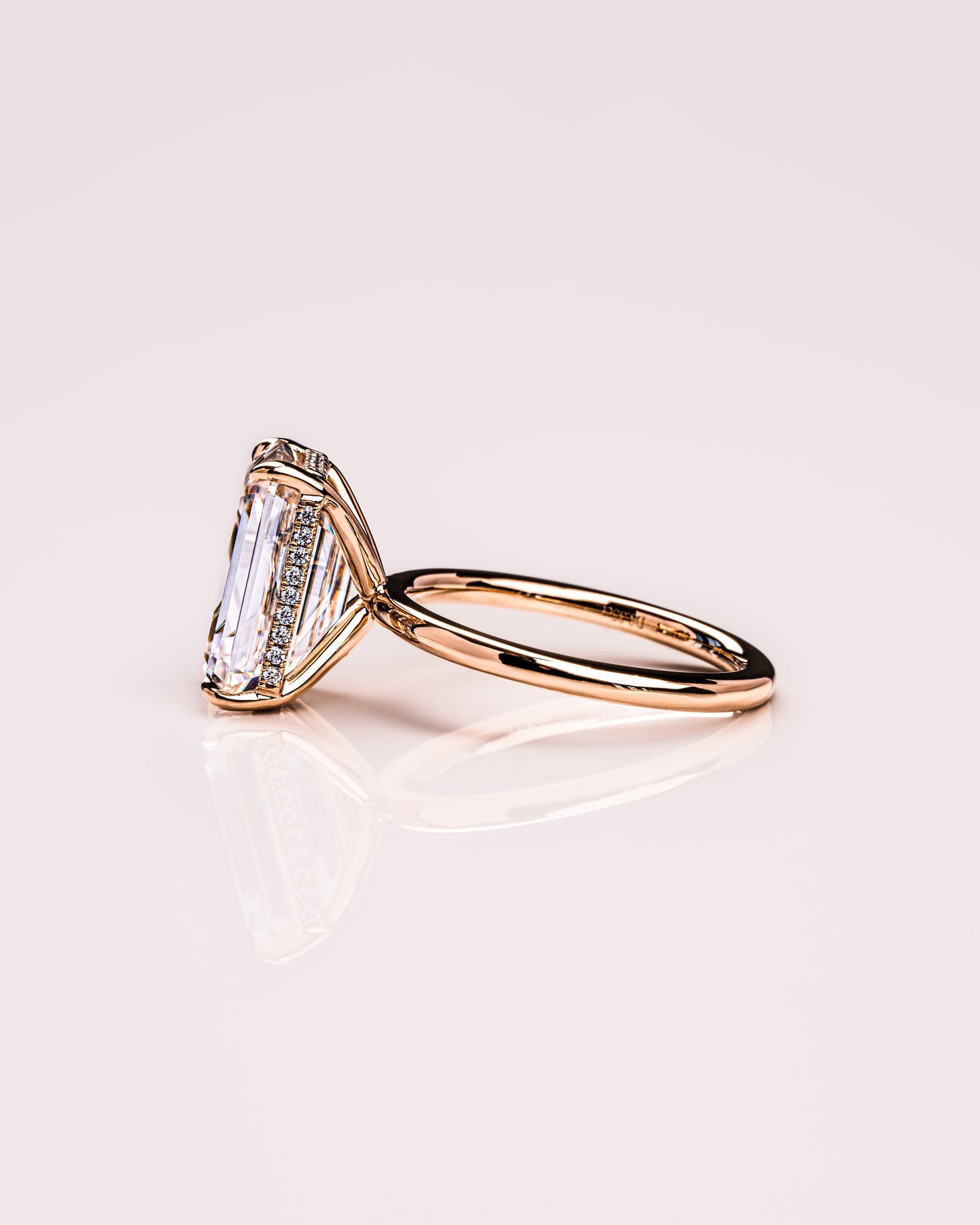 8.0 CT Emerald Cut Hidden Halo Moissanite Engagement Ring