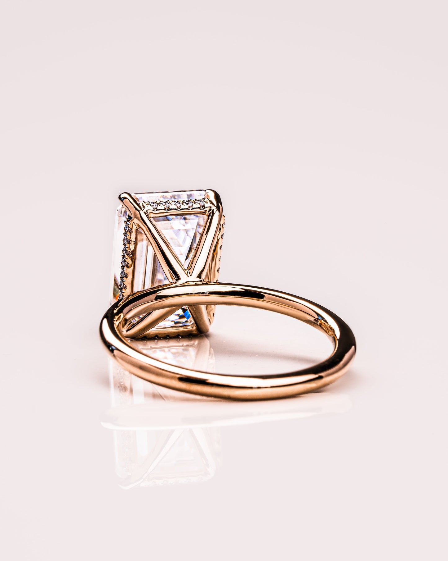 8.0 CT Emerald Cut Hidden Halo Moissanite Engagement Ring