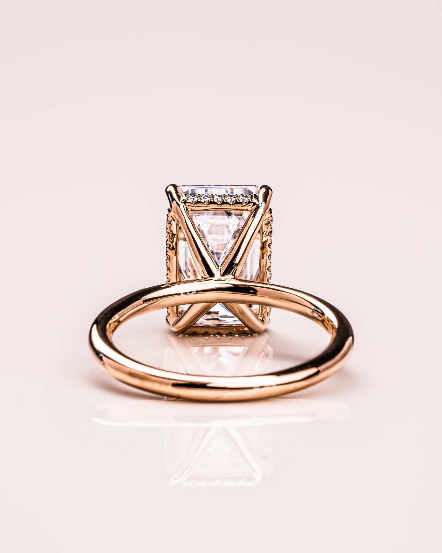 8.0 CT Emerald Cut Hidden Halo Moissanite Engagement Ring