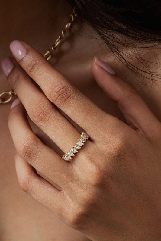 0.25 TCW Round Shaped Half Eternity Lab Grown Diamond Wedding Band