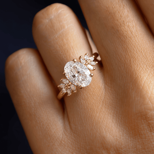Marquise Shaped Three Stone Lab Grown Diamond Engagement Ring