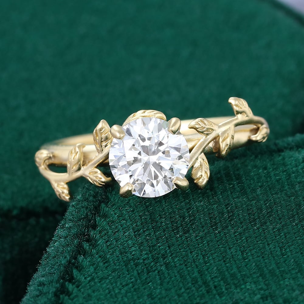 1 CT Round Cut Natured Inspired Moissanite Engagement Ring