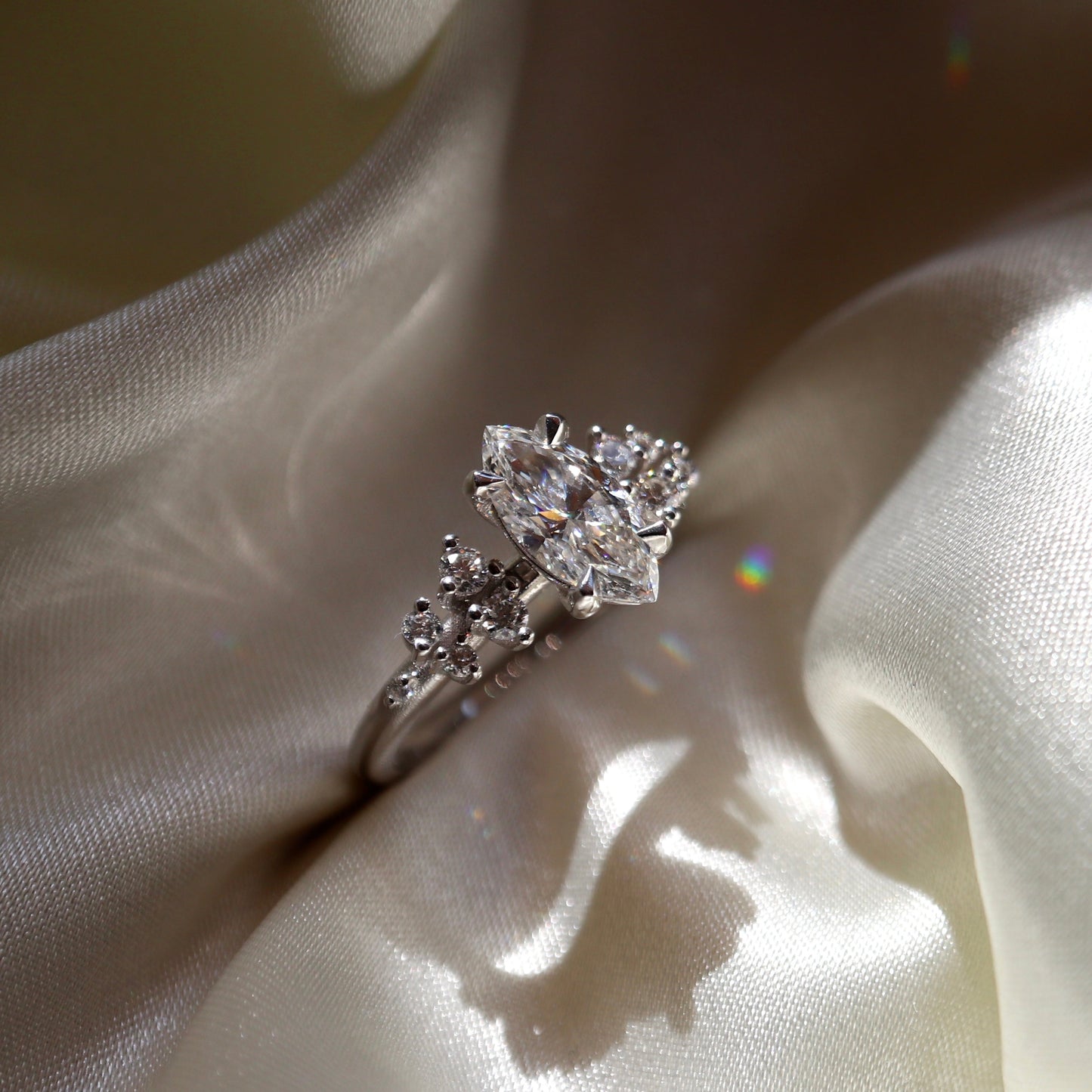 Stunning 1.5-2.5 CT Marquise Moissanite Engagement Ring with Cluster Design